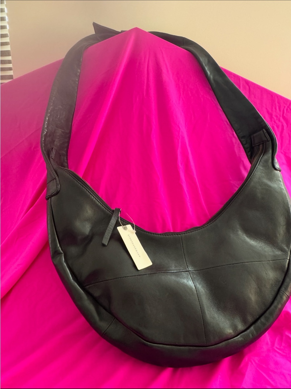 Anthropologie Black Crescent Hobo Shoulder Bag